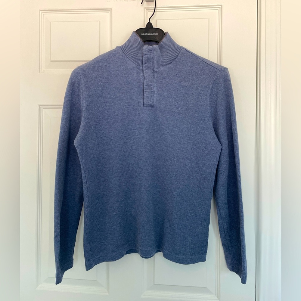 Lachlan British Inspired 1/4 button, indigo/blue sweater